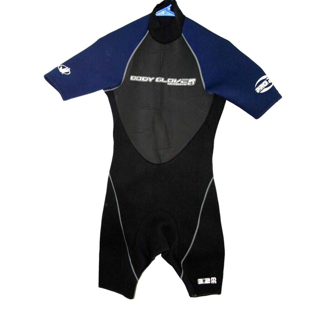 Body Glove Mens  Pro 2  3.2  Short Wet Suit Black Royal Blue Neoprene Size Small
